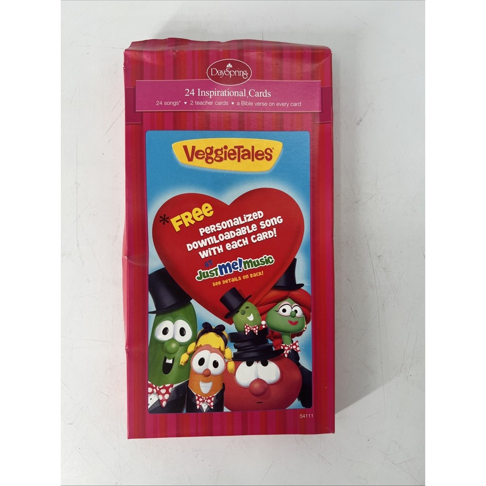 Vintage valentine card Veggie  Tales 24 Inspirational  christian Day Spring 2014
